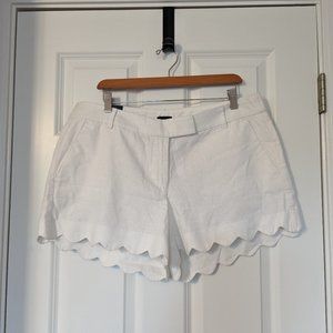 NWT J. by J. Crew 4" White Scallop Hem Linen Blend Shorts